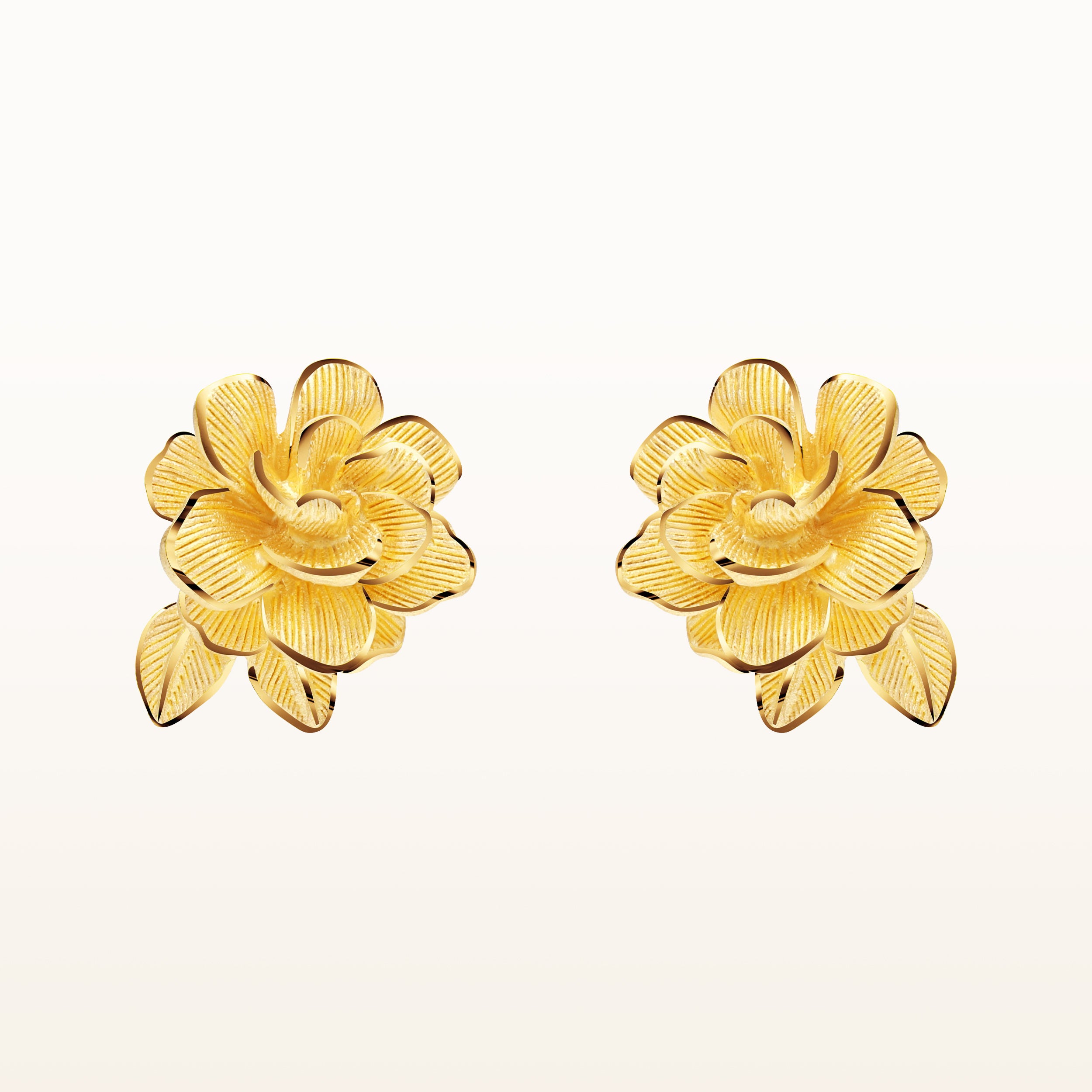 24K Pure Gold Earrings: Gardenia flower design – Prima Gold Official