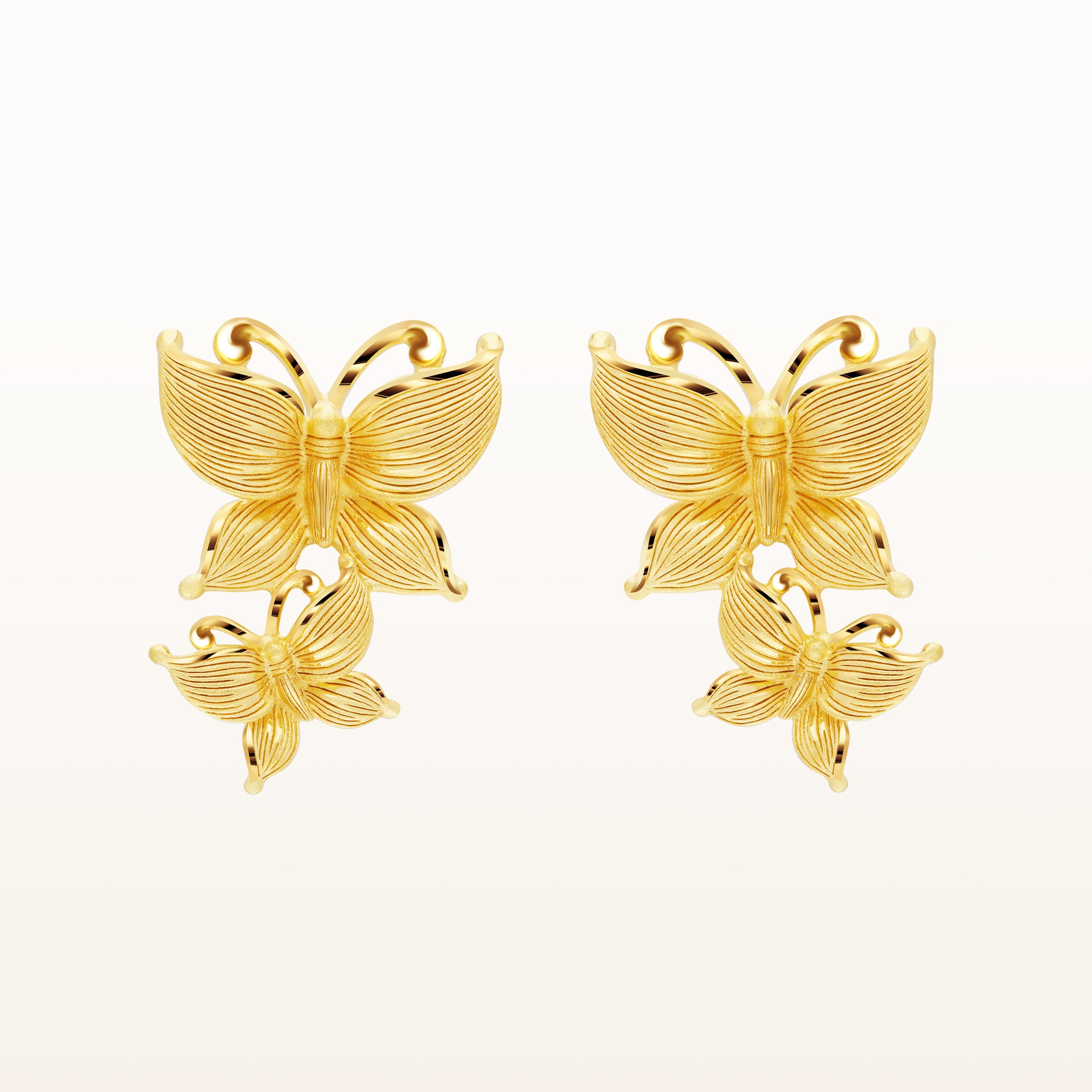 24K Pure Gold Stud Earring : Butterfly Design – Prima Gold