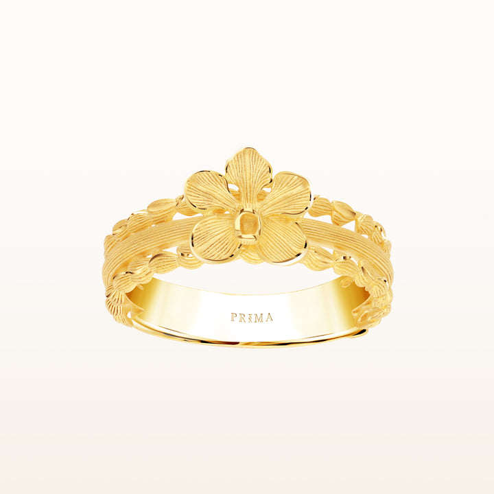 24K Pure Gold Ring : Vanda Orchid Design