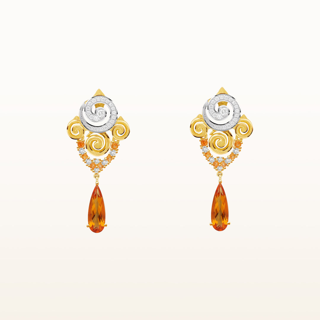 24K Pure Gold with Gemstone Earrings : Siam Panarai Collection