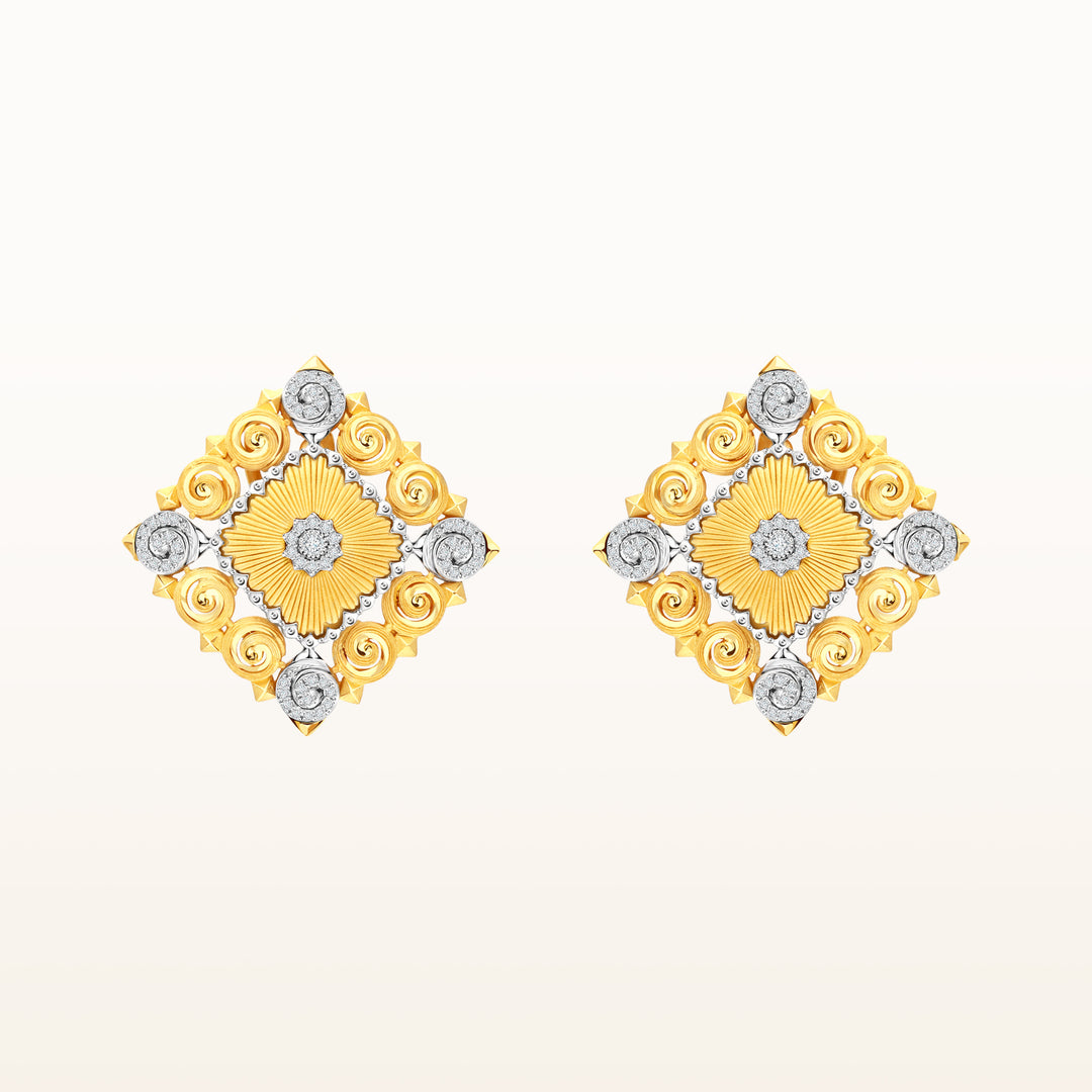 24K Pure Gold with Diamond Earrings : Siam Panarai Collection