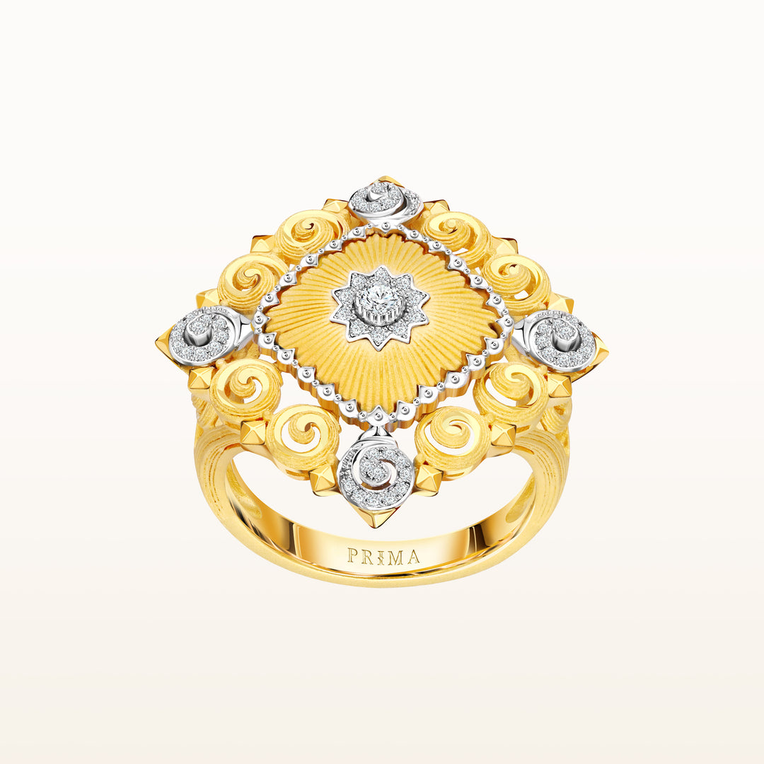 24K Pure Gold with Diamond Ring : Siam Panarai Collection