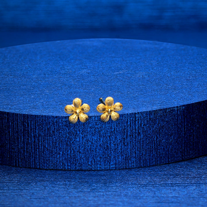 24K Pure Gold  Earrings: Tiny flower design