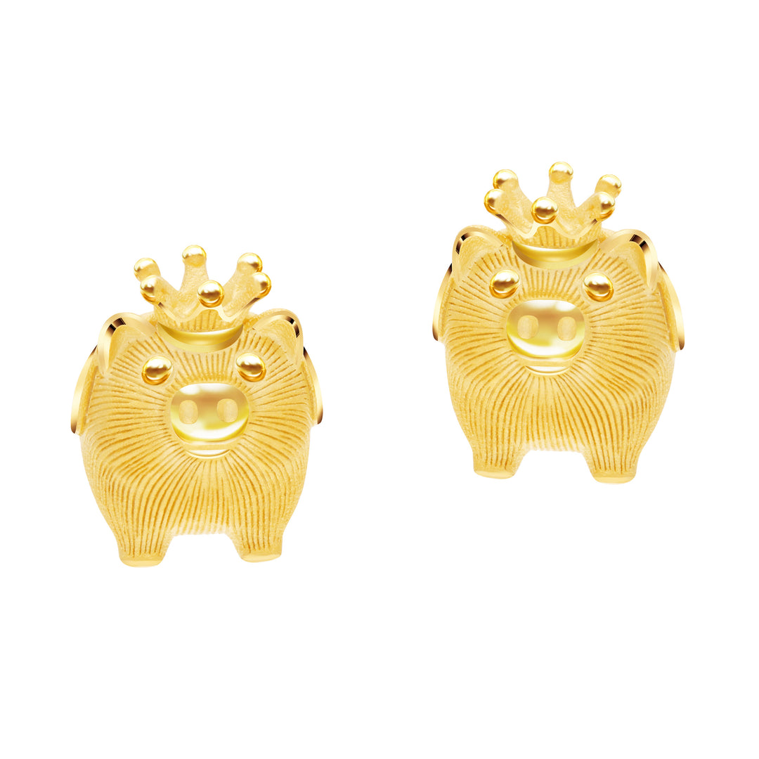24K Pure Gold Stud Earrings : Piglet Design