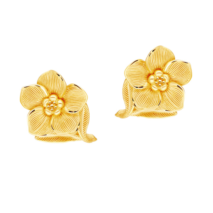 24K Pure Gold Stud Earring : Forget Me Not Flower Design