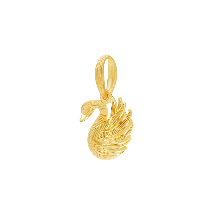 24K Pure Gold Pendant: Swan design