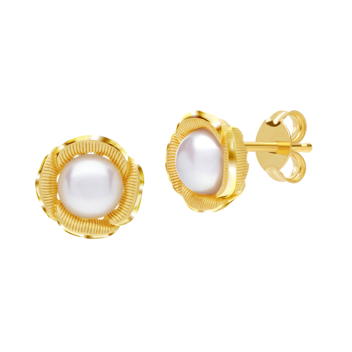 24K Pure Gold  with Pearl Earrings: Belle Collection