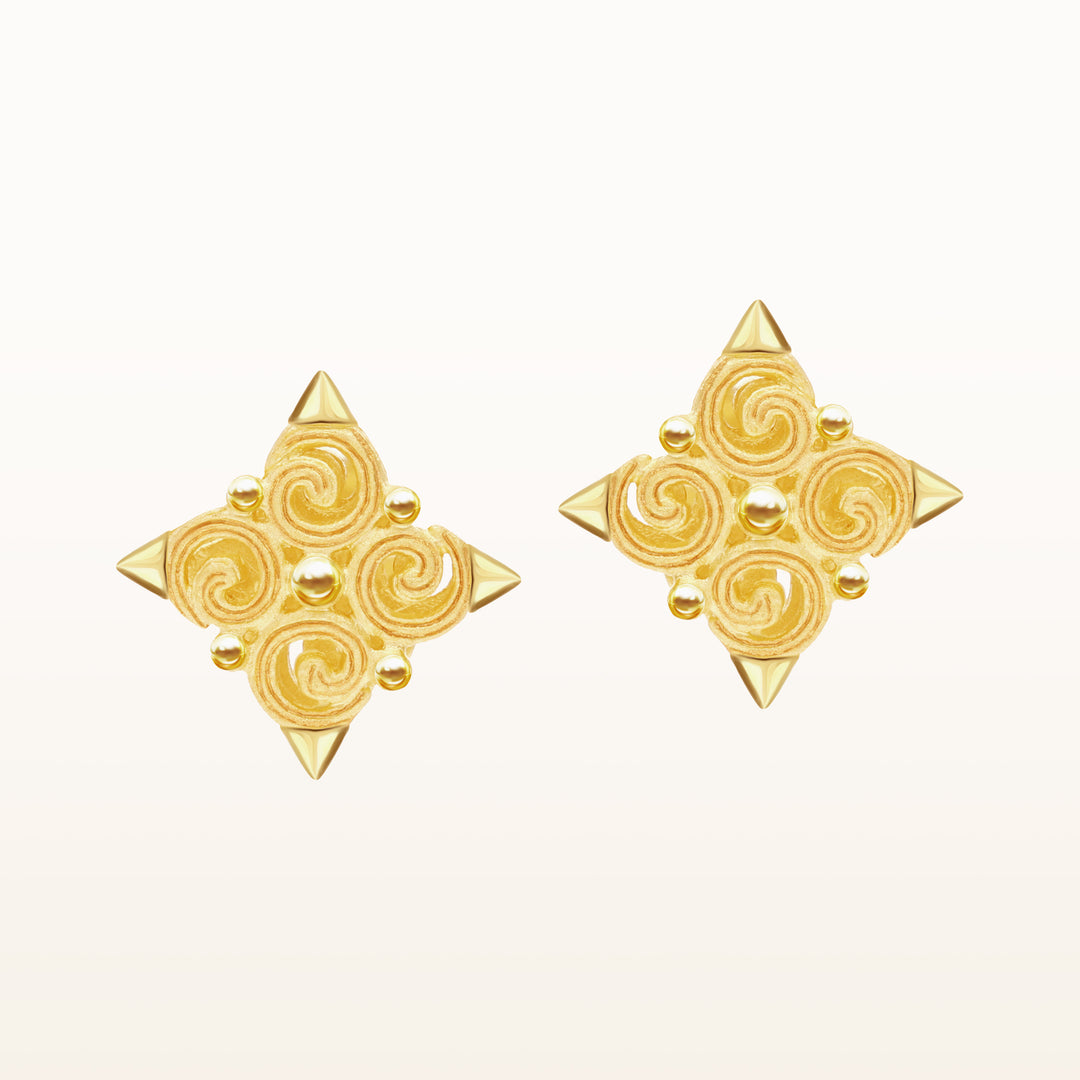 24K Pure Gold Stud Earrings: Siam Panarai Collection
