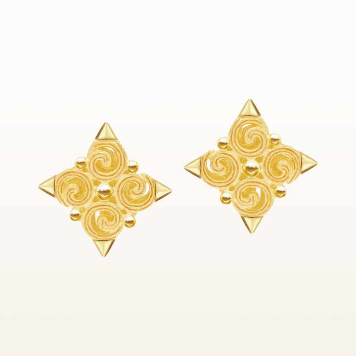 24K Pure Gold Stud Earrings: Siam Panarai Collection