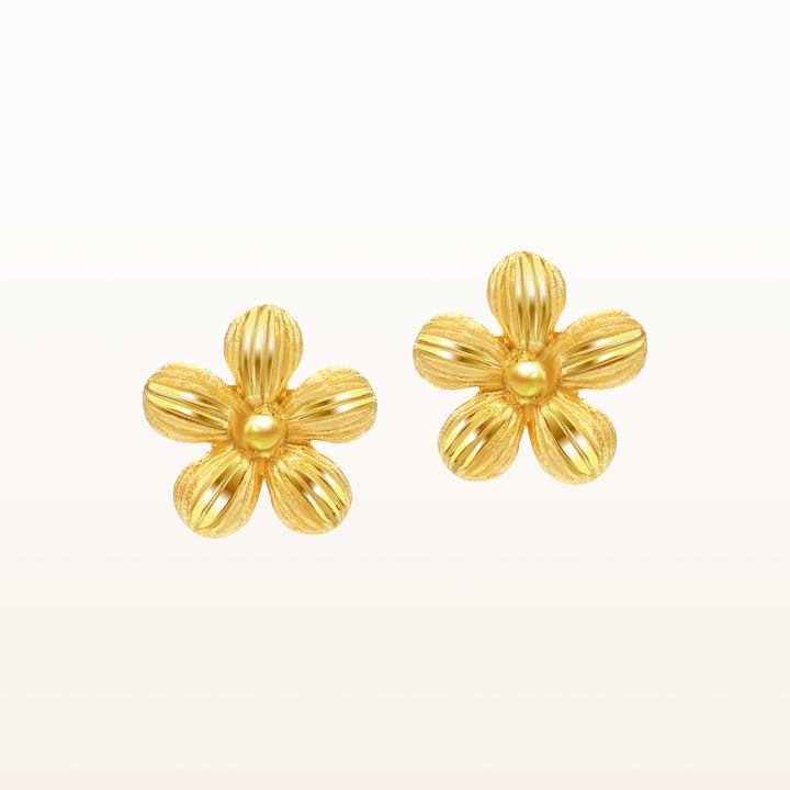 24K Pure Gold  Earrings: Tiny flower design