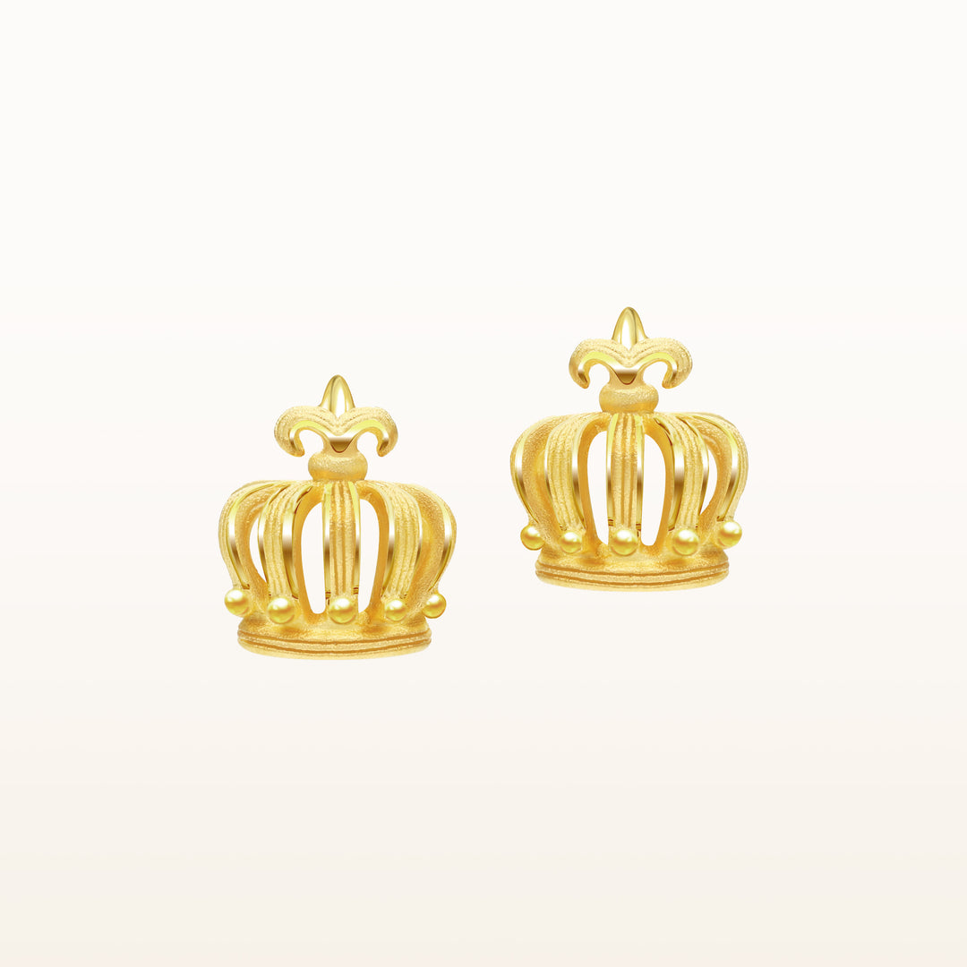 24K Pure Gold  Earrings: Little crown design