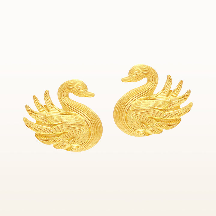 24K Pure Gold  Earrings: Swan design