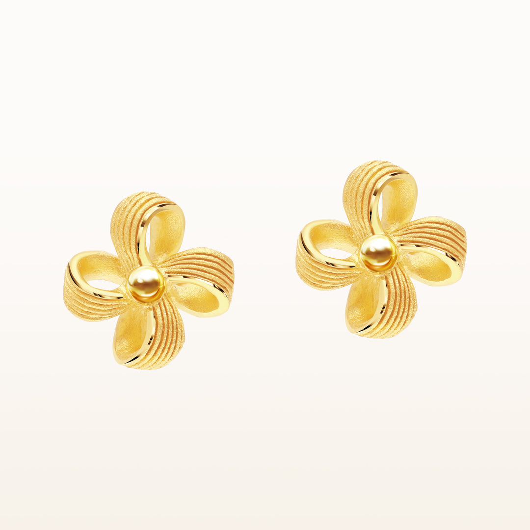 24K Pure Gold Stud Earrings:Golden Swirl Collection – Prima Gold Official