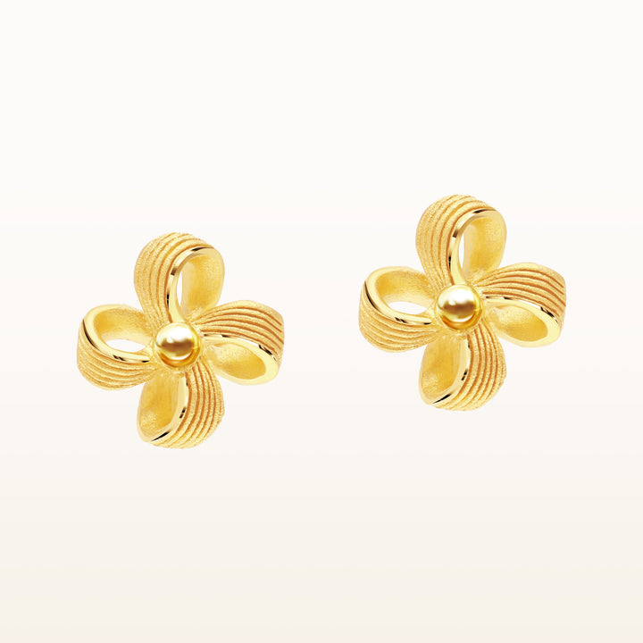 24K Pure Gold Stud Earrings:Golden Swirl Collection