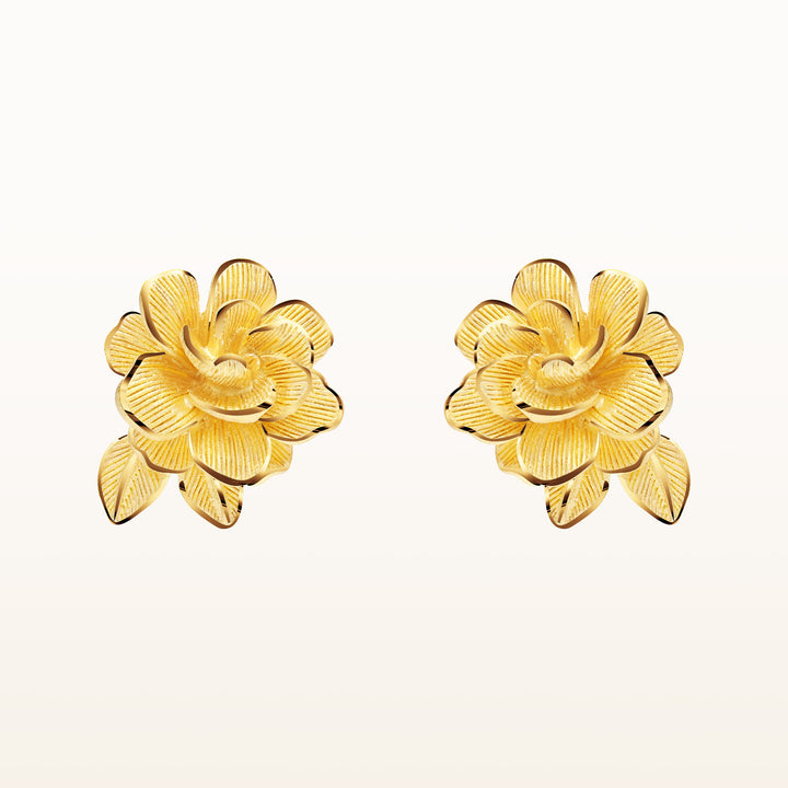 24K Pure Gold  Earrings: Gardenia flower design