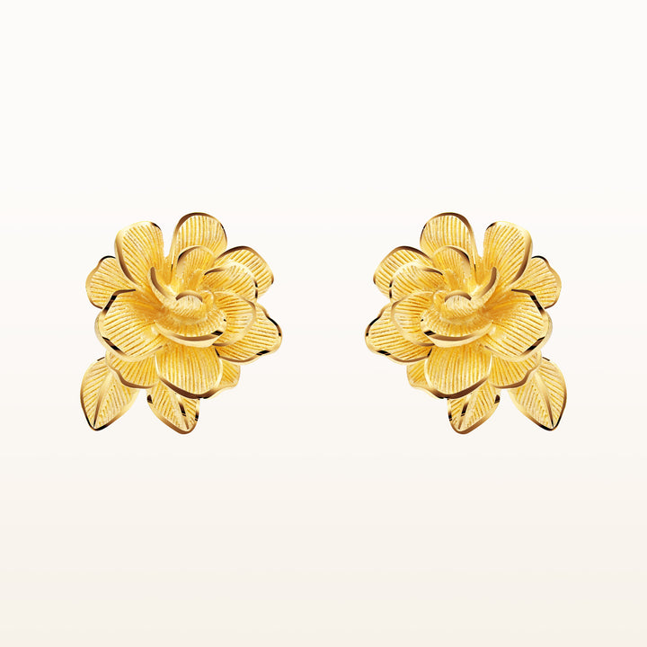 24K Pure Gold  Earrings: Gardenia flower design