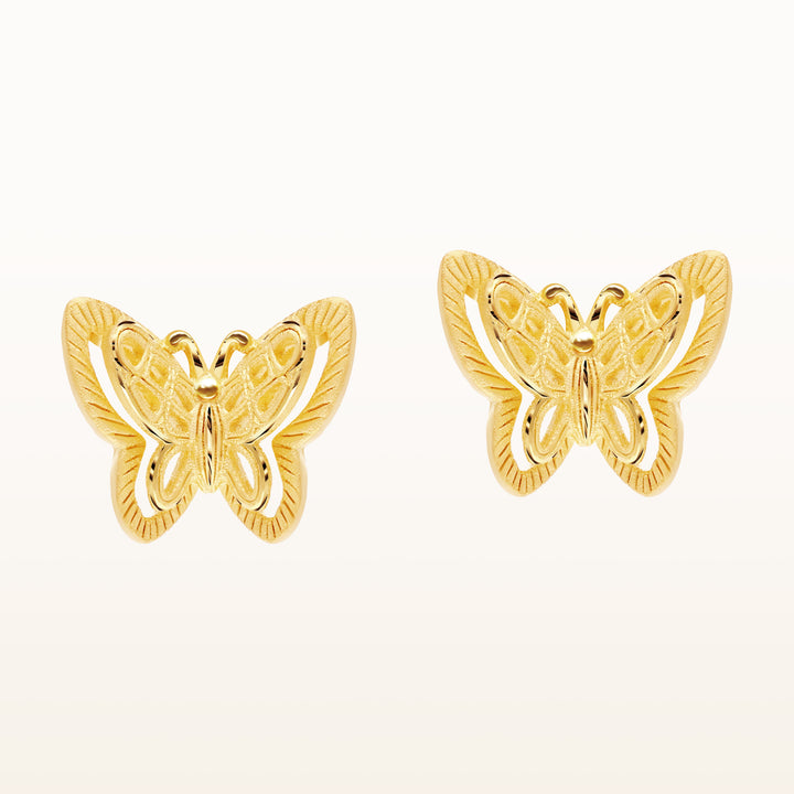 24K Pure Gold Stud Earrings:Eden Butterfly  Design
