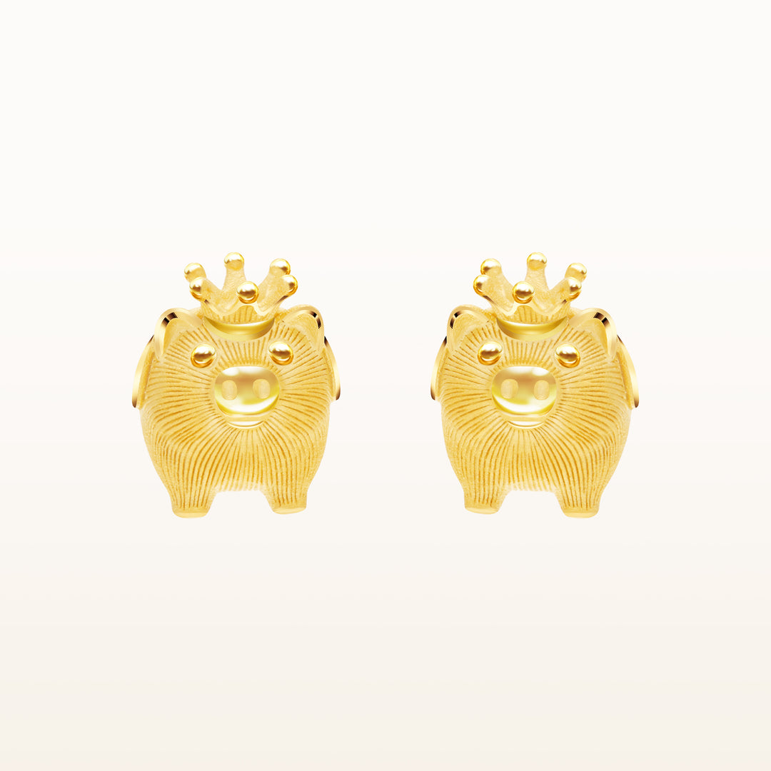 24K Pure Gold Stud Earrings : Piglet Design