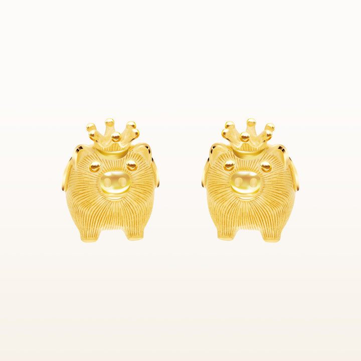 24K Pure Gold Stud Earrings : Piglet Design