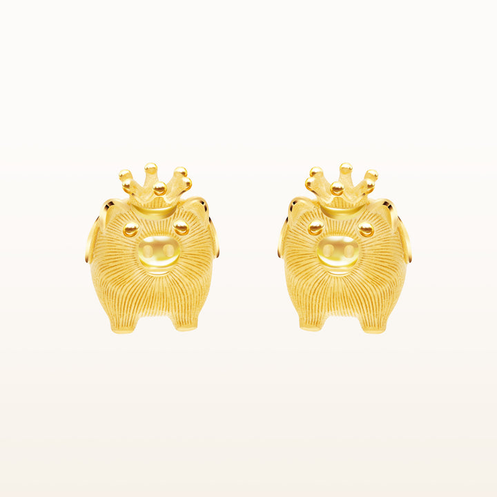 24K Pure Gold Stud Earrings : Piglet Design