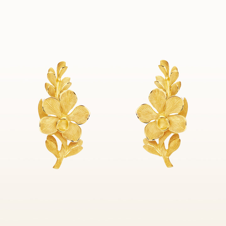 24K Pure Gold Stud Earring : Vanda Orchid Design