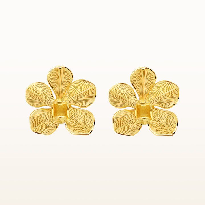 24K Pure Gold Stud Earring : Vanda Orchid Design