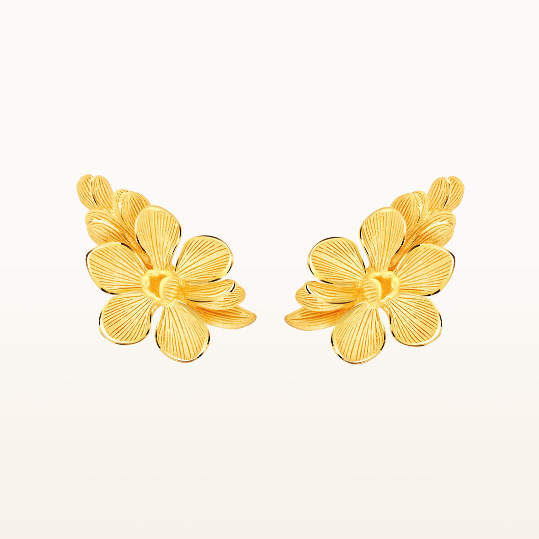 24K Pure Gold Stud Earring : Vanda Orchid Design
