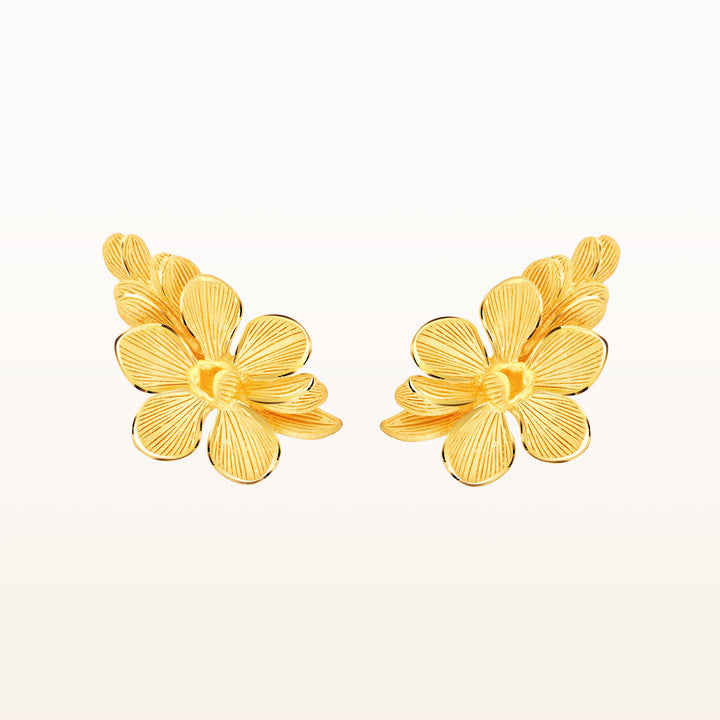 24K Pure Gold Stud Earring : Vanda Orchid Design