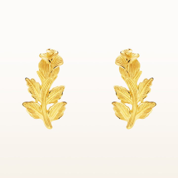 24K Pure Gold Stud Earrings : Rose Design