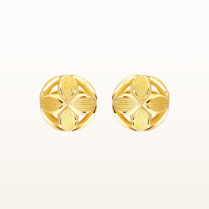 24K Pure Gold Stud Earring : Ball Design