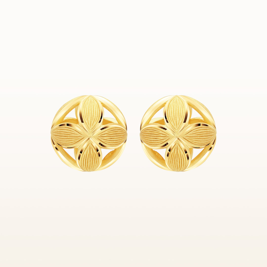 24K Pure Gold Stud Earring : Ball Design