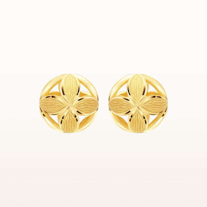 24K Pure Gold Stud Earring : Ball Design
