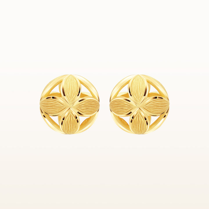 24K Pure Gold Stud Earring : Ball Design