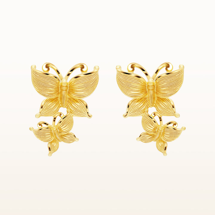 24K Pure Gold Stud Earring : Butterfly Design