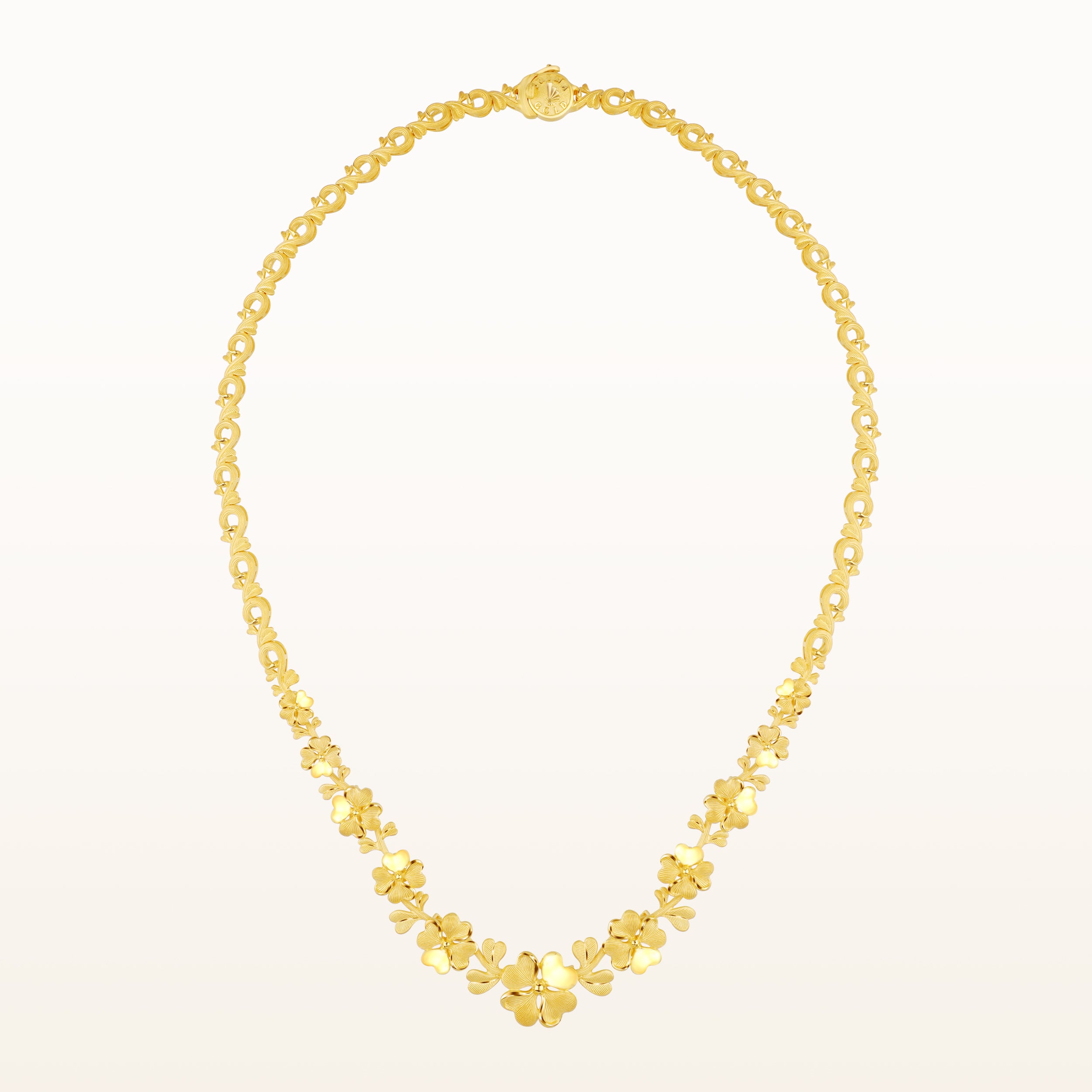 24K Pure Gold Necklace Lucky Leaf Design Prima Gold Official