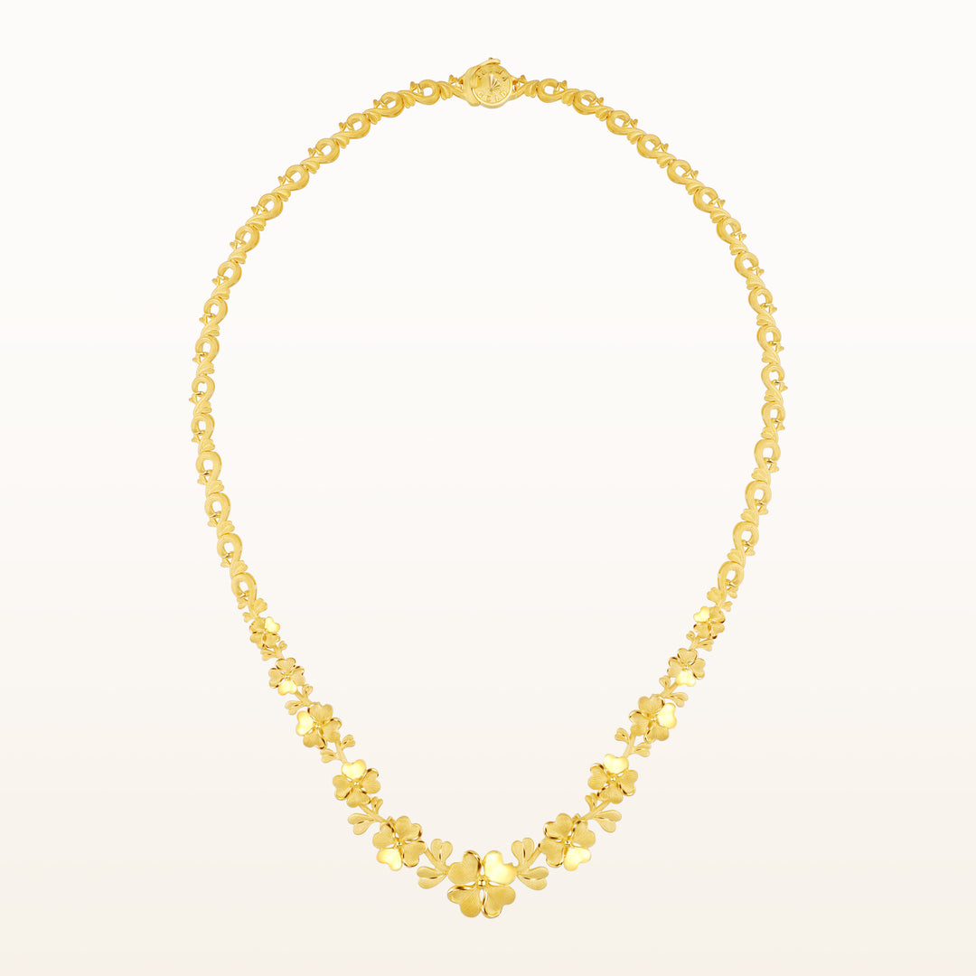 24K Pure Gold Necklace:  Lucky Leaf Design