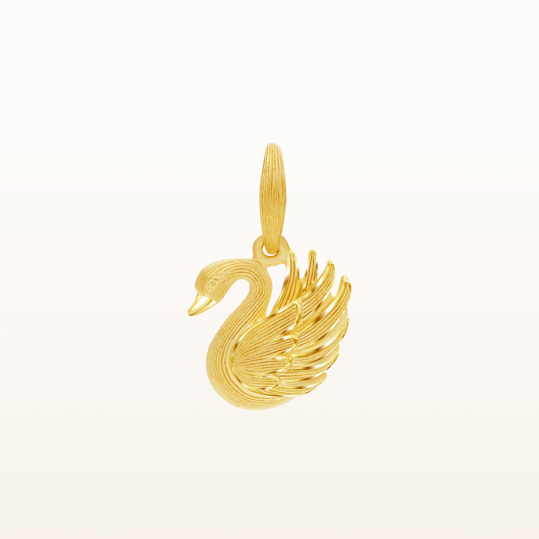 24K Pure Gold Pendant: Swan design