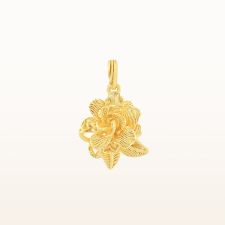 24K Pure Gold Pendant: Gardenia flower design