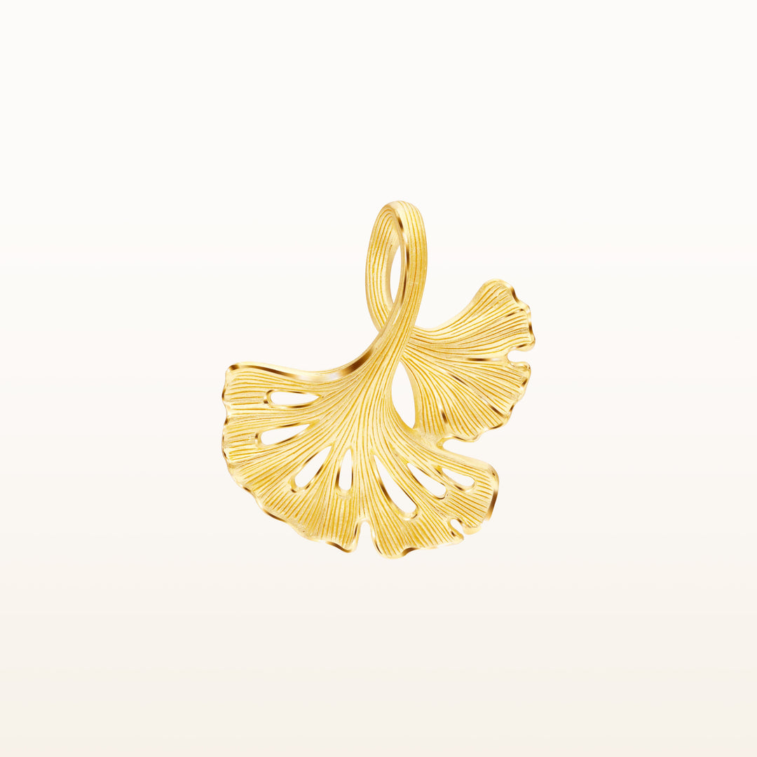 24K Pure Gold Pendant: Little Ginkgo leaf design