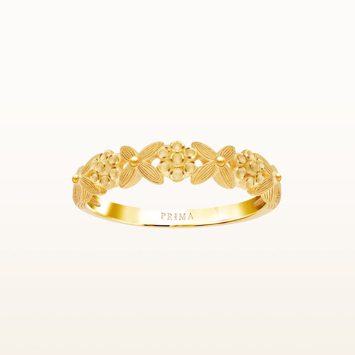 24K Pure Gold Ring: Petit Flower design