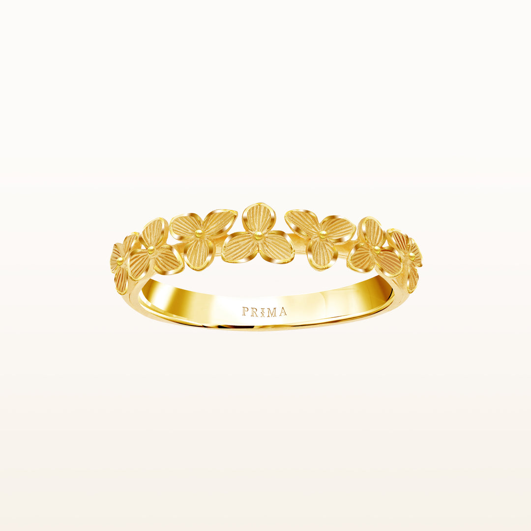24K Pure Gold Ring: Wind Flower design
