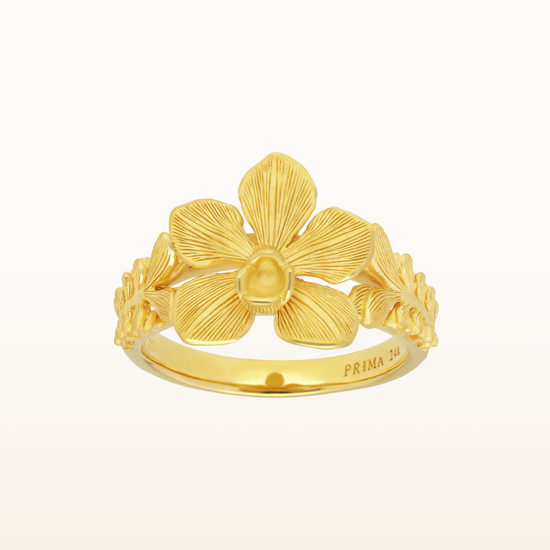 24K Pure Gold Ring : Vanda Orchid Design