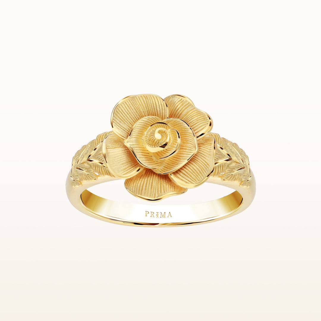 24K Pure Gold Ring : Rose Design