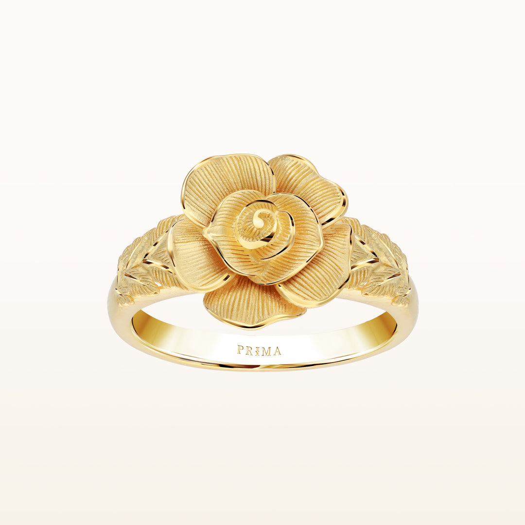24K Pure Gold Ring Rose Design – Prima Gold Official