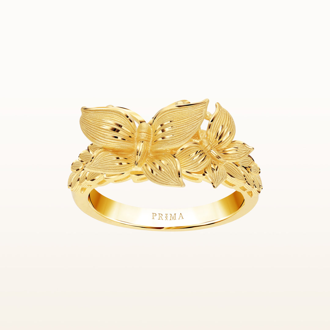24K Pure Gold Ring : Butterfly Design