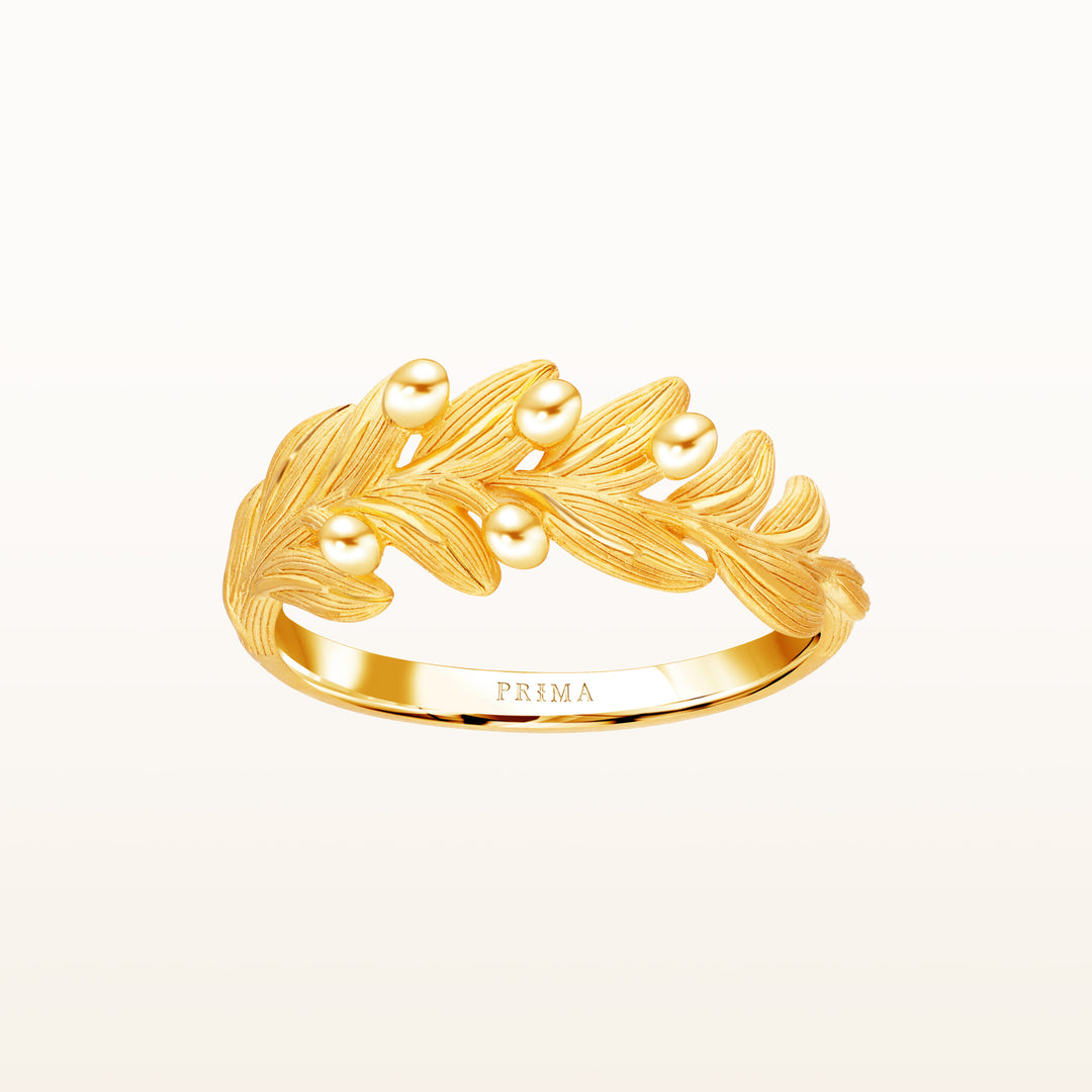 24K Pure Gold Ring : Olive Design