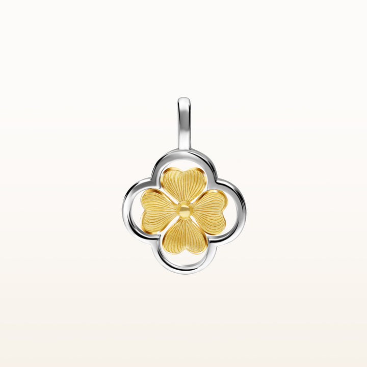 24K Pure Gold Two Tone Pendant: Lucky Leaf Collection