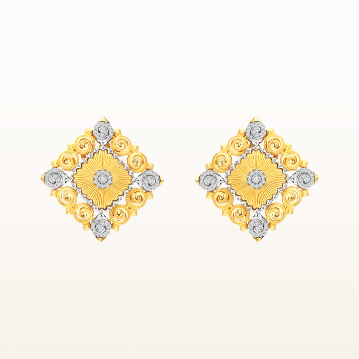 24K Pure Gold with Diamond Earrings : Siam Panarai Collection