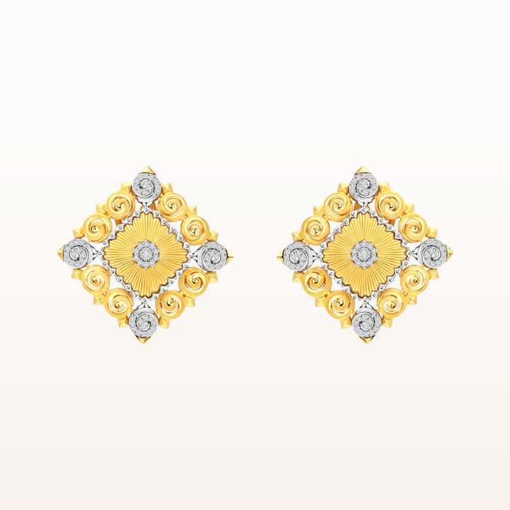 24K Pure Gold with Diamond Earrings : Siam Panarai Collection