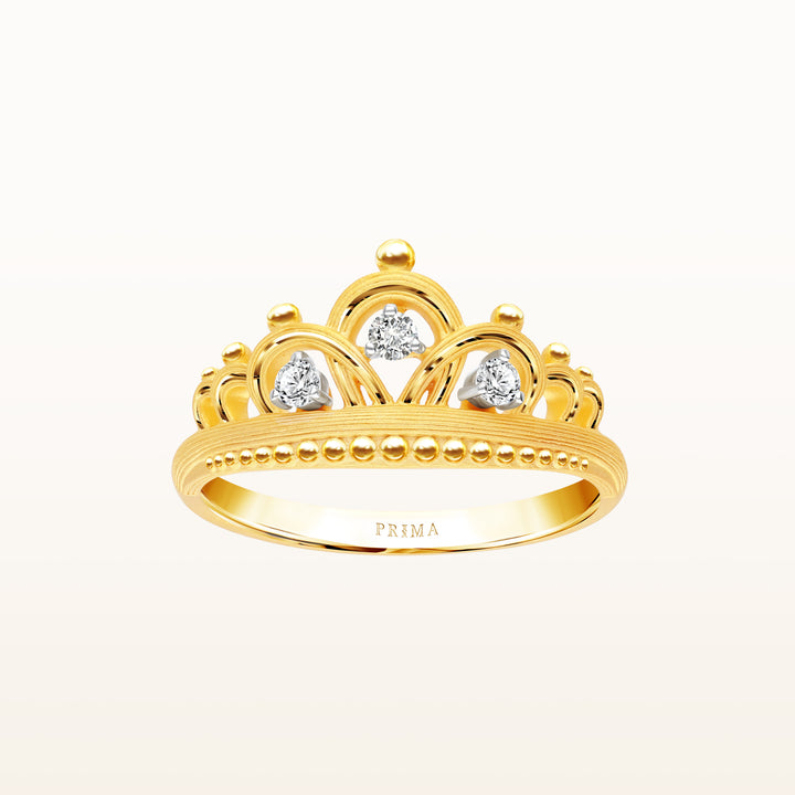 24K Pure Gold Diamond Ring:  Petit Tiara Design